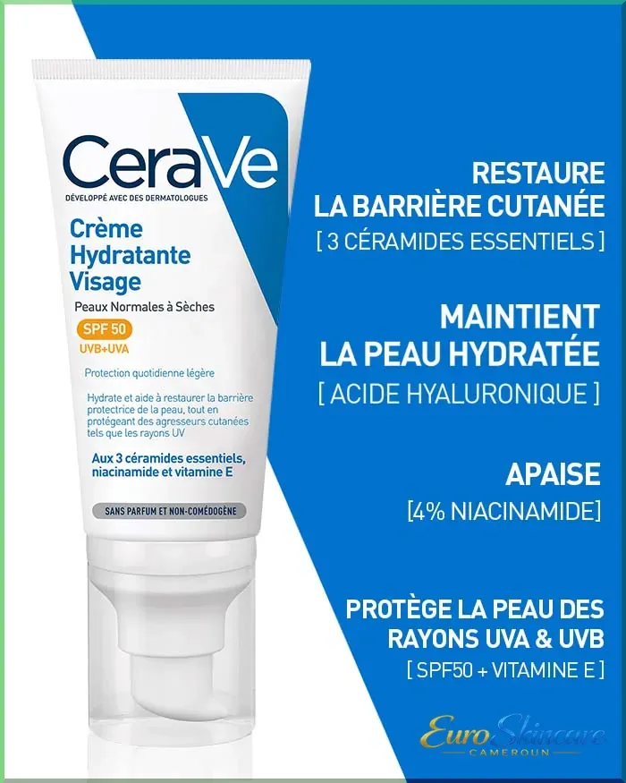 Crme Hydratante Visage SPF50 - 3 Bnfices_euro-skincare-cameroun.webp
