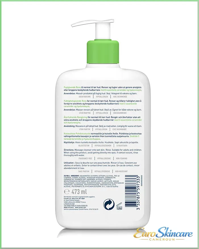 Creme Lavante Hydratante - Packshot Back_euro-skincare-cameroun.webp