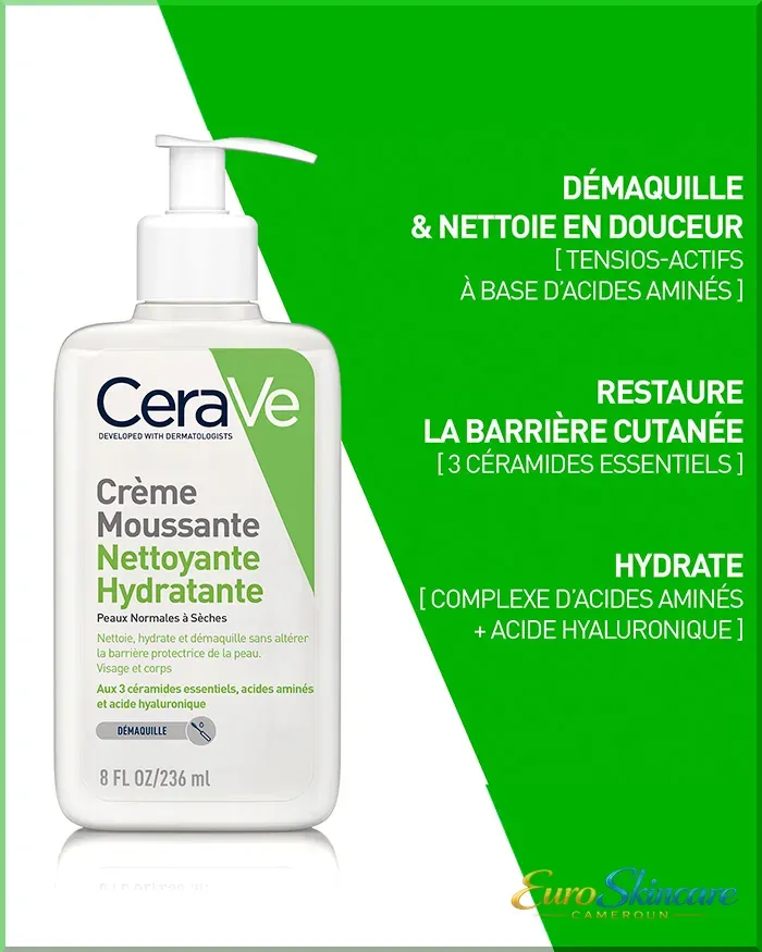 Creme Moussante Nettoyante Hydratante 236ml- 3 Benefices_euro-skincare-cameroun.webp
