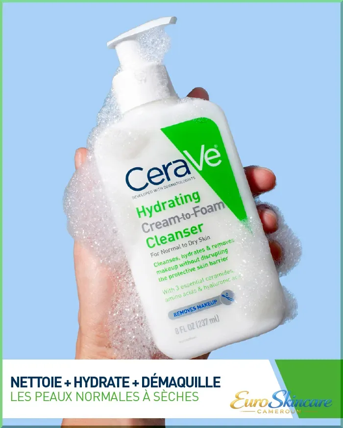 Creme Moussante Nettoyante Hydratante 236ml- Texture Benefices_euro-skincare-cameroun.webp