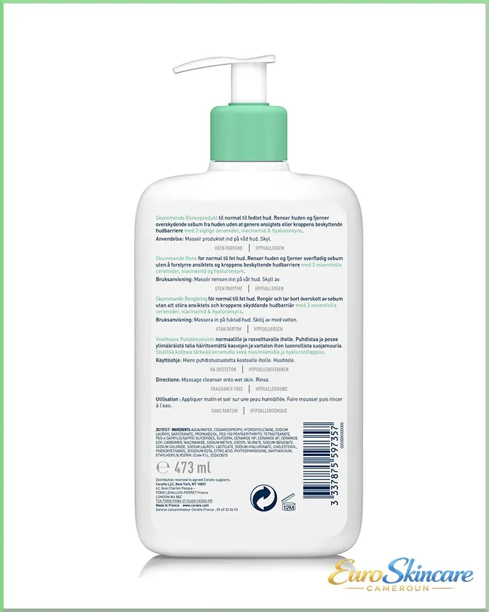 Gel Moussant 473ml - Packshot back_euro-skincare-cameroun.webp