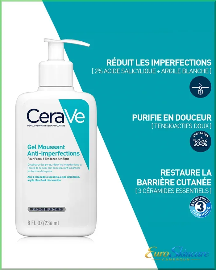 Gel Moussant Anti Imperfections - 3 Benefices_euro-skincare-cameroun.webp