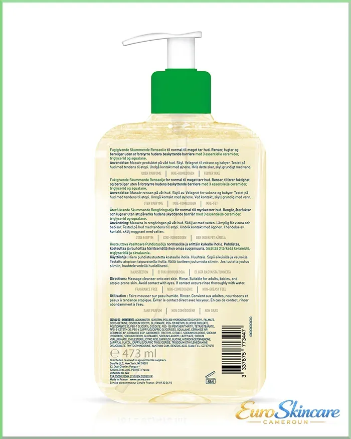 Huile Lavante Moussante - Packshot back_euro-skincare-cameroun.webp