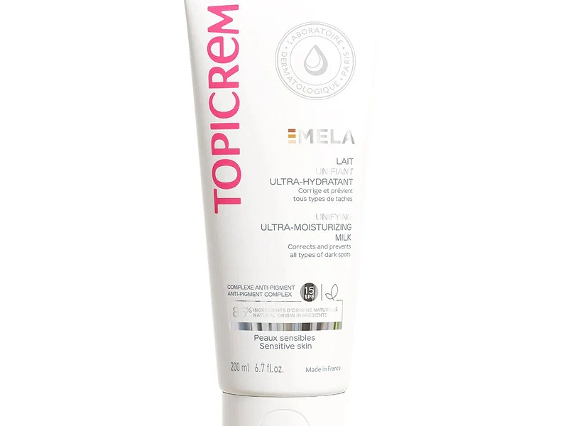 Lait Corps Anti‑Taches MELA Topicrem – Unifie & Hydrate 48h