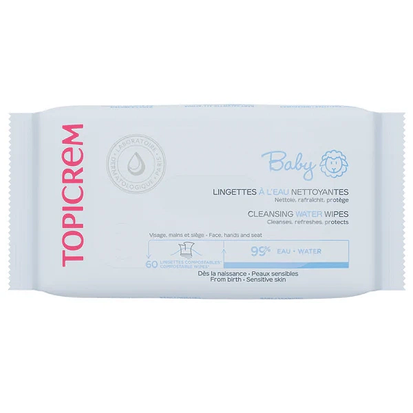 [06TOPBB083] Lingettes Bébé Nettoyantes Topicrem Baby x60 – Ultra‑Douces| Vente Cameroun